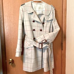 Coach trench coat- sz 6- gray and plaid